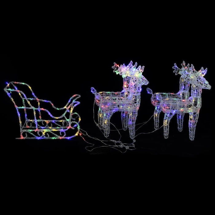 Reindeers & Sleigh Christmas Decoration 280x28x55 cm Acrylic