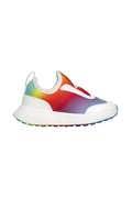 Side view of a Native Shoes Kids Robbie Dash Print Kids Footwear in Shell White / Shell White / Rainbow