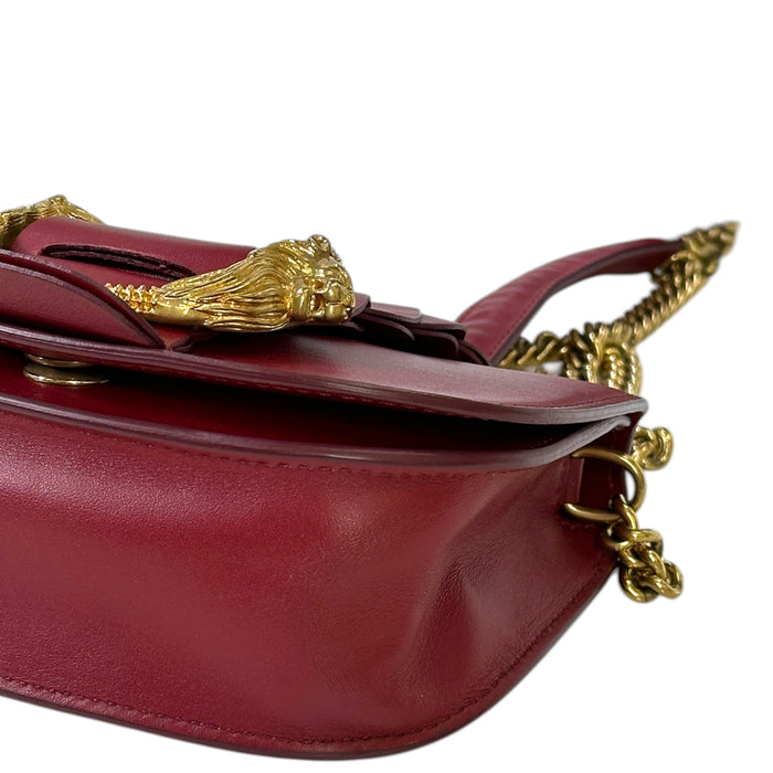 Roberto Cavalli Lion Head Shoulder Bag Red Leather