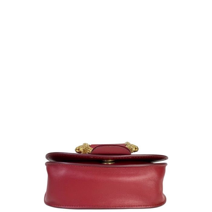Roberto Cavalli Lion Head Shoulder Bag Red Leather