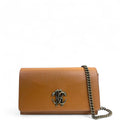 Roberto Cavalli RC Monogram Flap Chain Bag Brown Leather