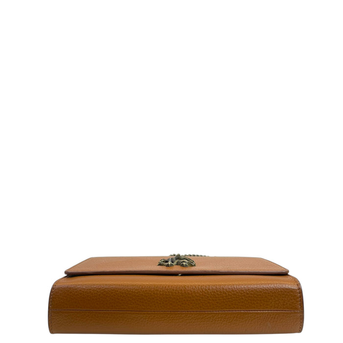 Roberto Cavalli RC Monogram Flap Chain Bag Brown Leather