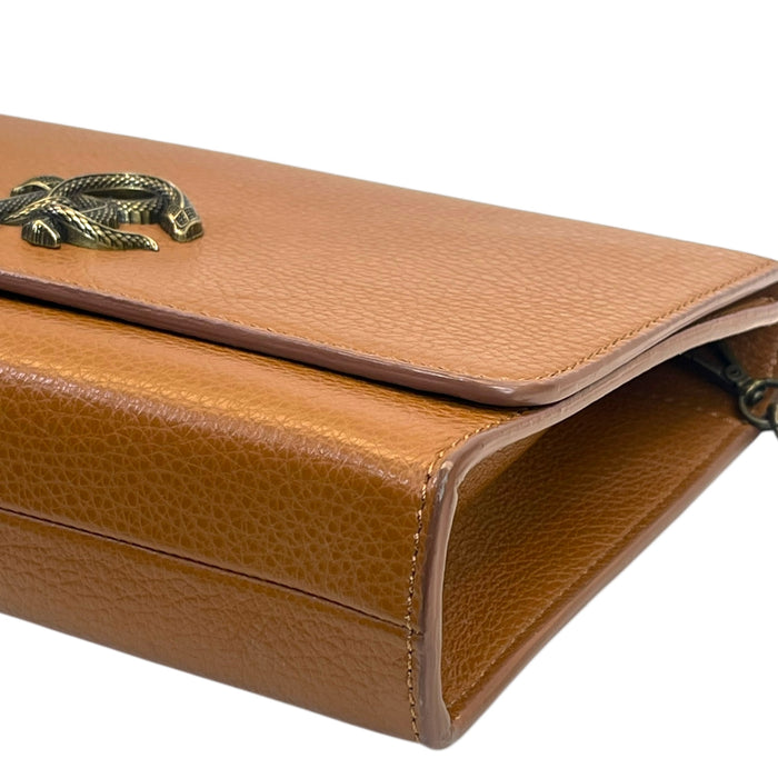 Roberto Cavalli RC Monogram Flap Chain Bag Brown Leather