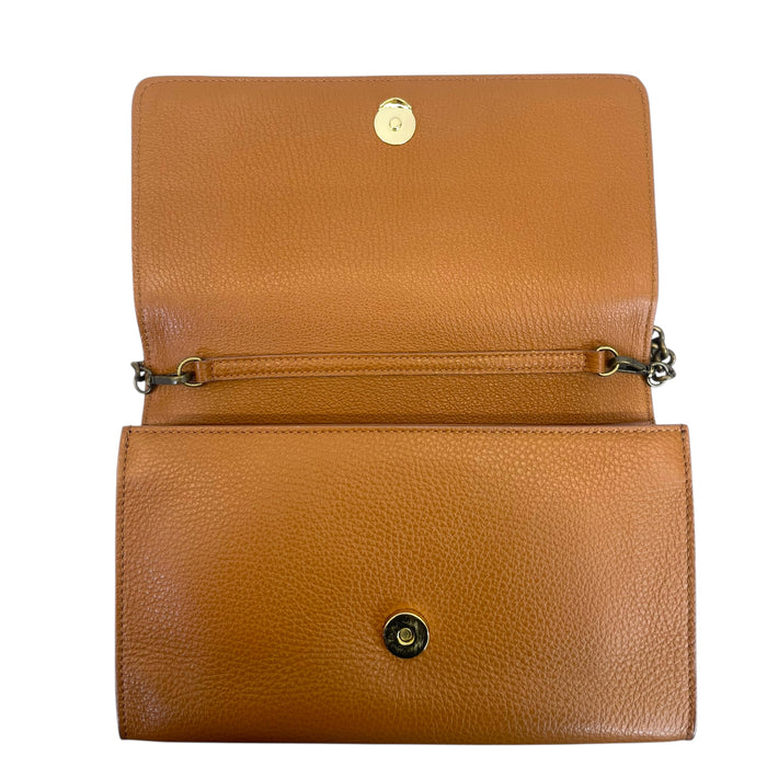 Roberto Cavalli RC Monogram Flap Chain Bag Brown Leather