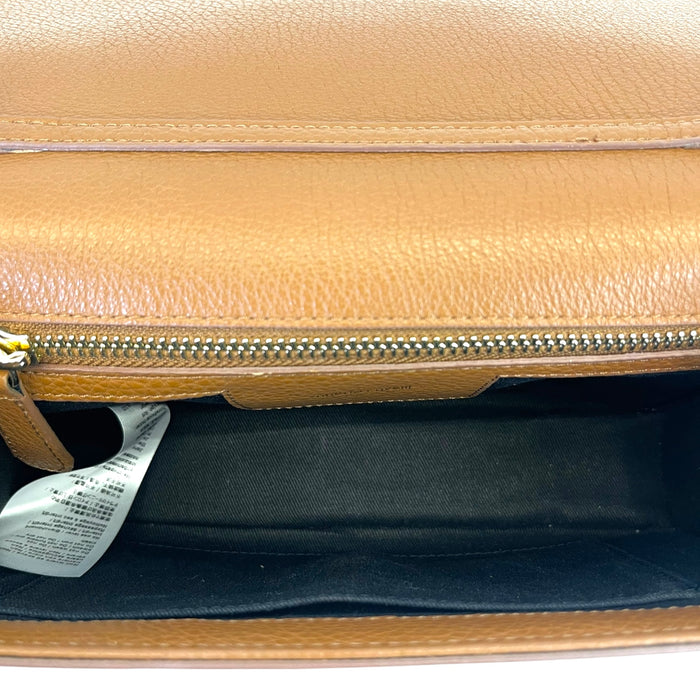 Roberto Cavalli RC Monogram Flap Chain Bag Brown Leather