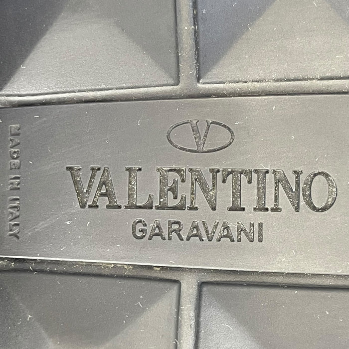 Valentino Roman Stud Turtle Flat Black Rubber Slides EU 38