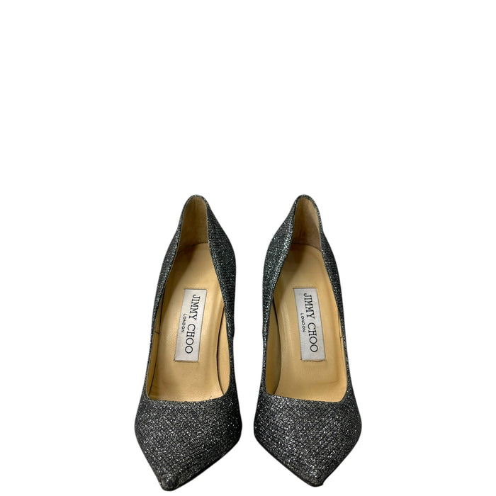 Jimmy Choo Romy Pointed Toe Black Glitter Pumps EU 34