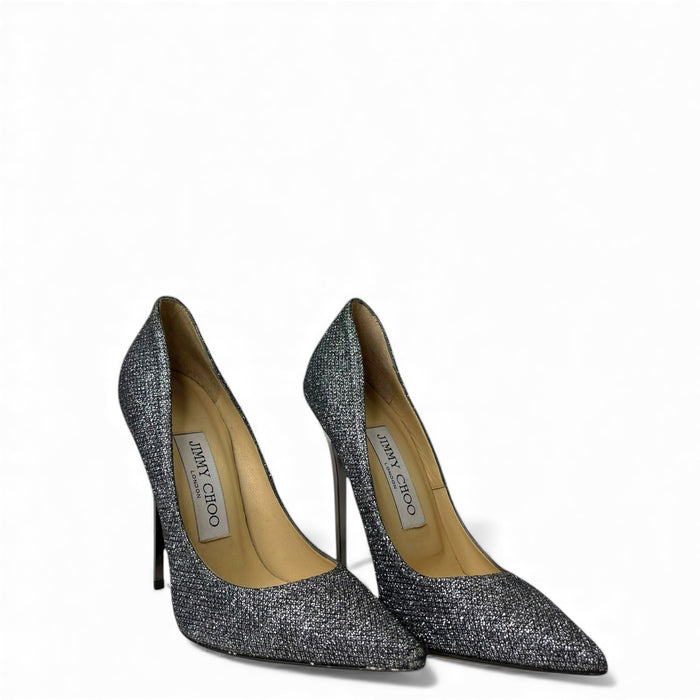 Jimmy Choo Romy Pointed Toe Black Glitter Pumps EU 34