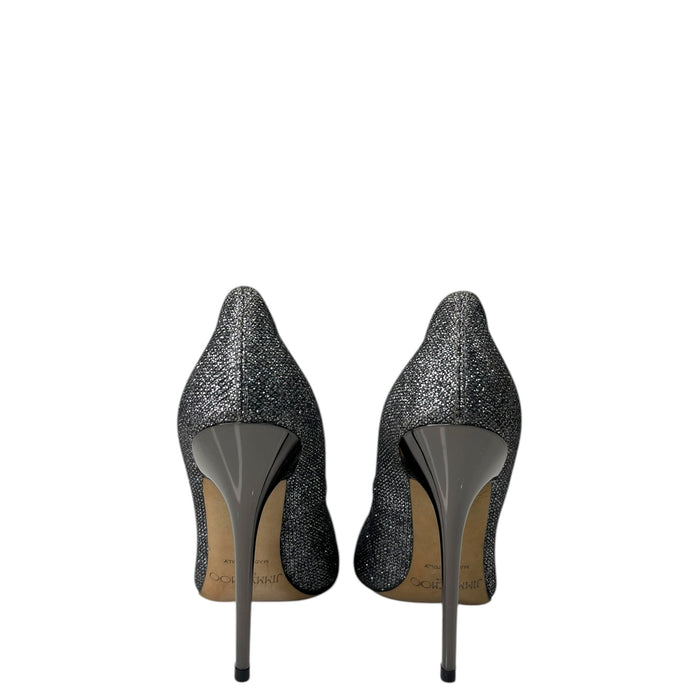 Jimmy Choo Romy Pointed Toe Black Glitter Pumps EU 34