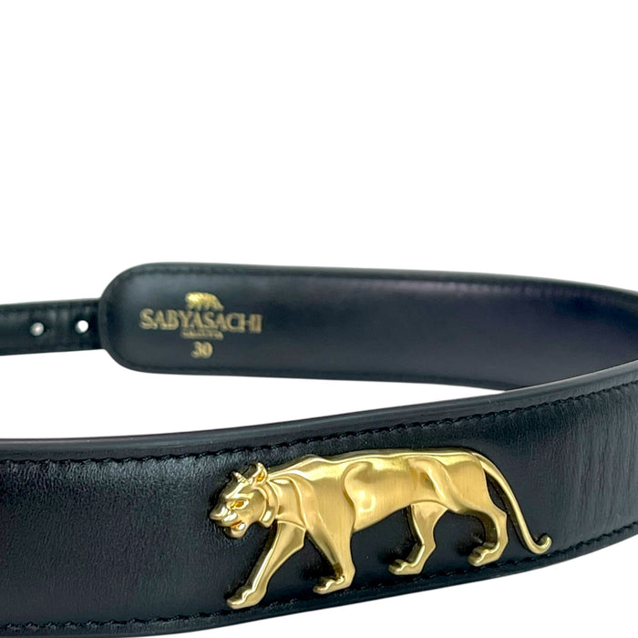 Sabyasachi Royal Bengal Tiger Belt Black Leather 76cm