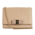Salvatore Ferragamo Beige Miss Vara  Bow Textured  Leather Cross Body Bag