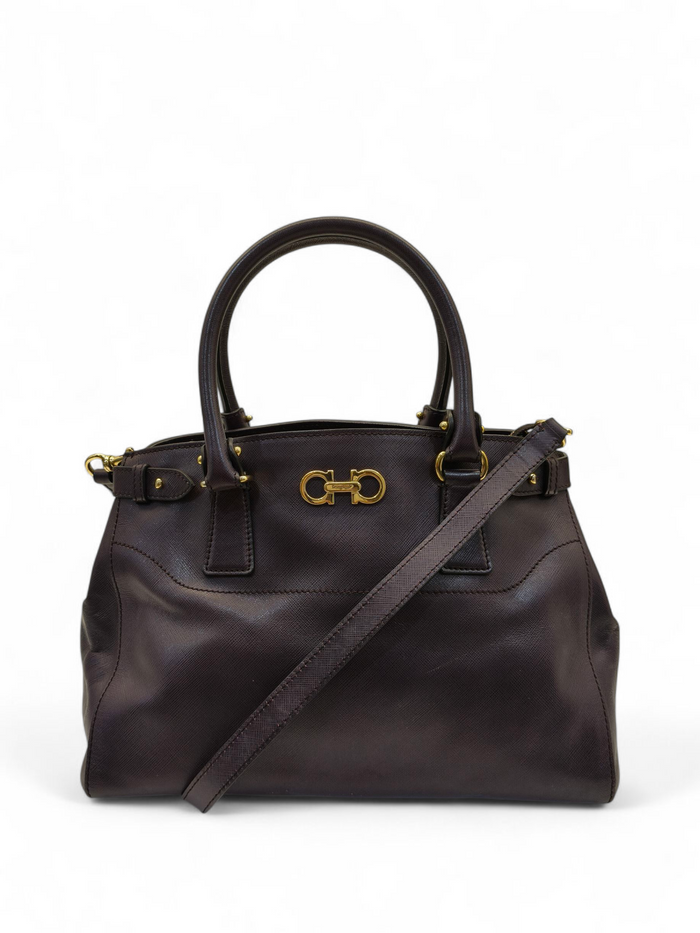 Salvatore Ferragamo Beky Burgundy Large Tote Bag