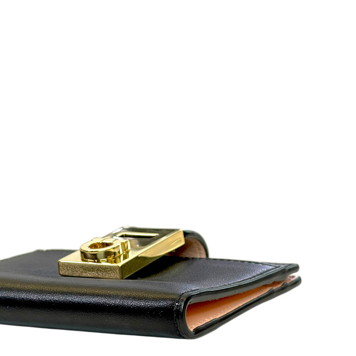 Salvatore Ferragamo Hug Card Holder Black Calf Leather