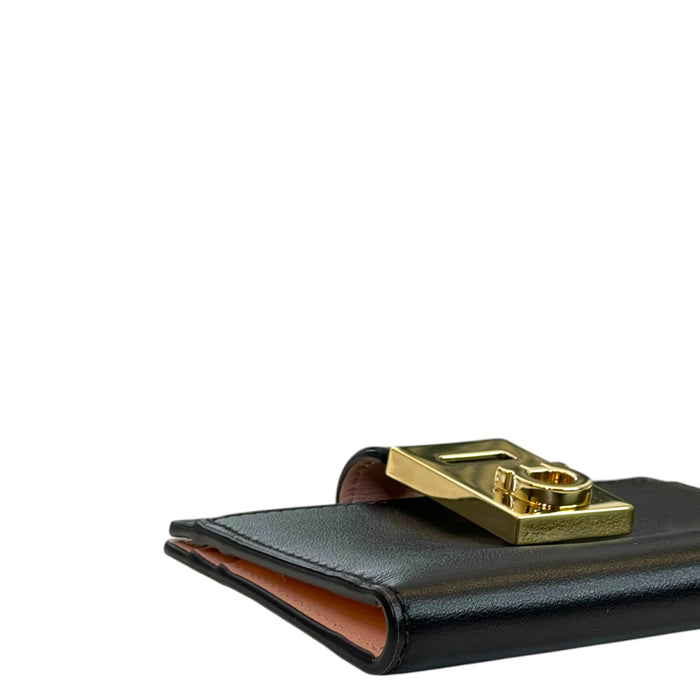 Salvatore Ferragamo Hug Card Holder Black Calf Leather