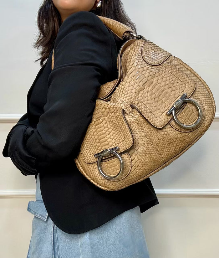Salvatore Ferragamo Python Hobo Bag