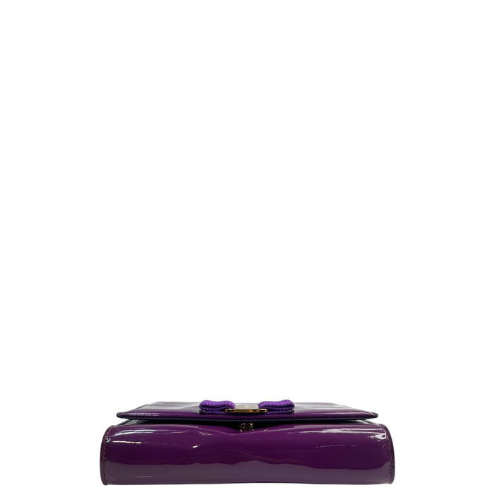 Salvatore Ferragamo Vara Ginny Bow Bag Purple Patent Leather