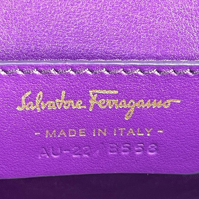 Salvatore Ferragamo Vara Ginny Bow Bag Purple Patent Leather