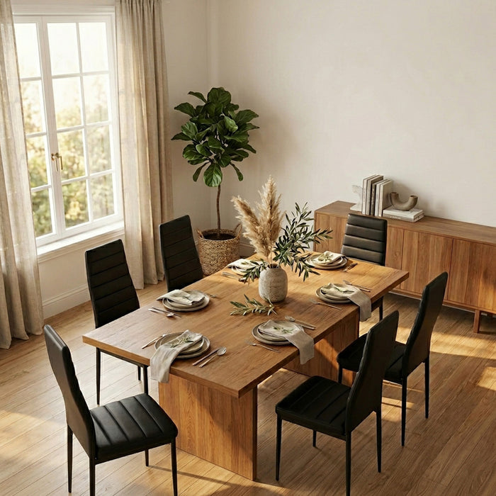 Set of 6 Dining Chairs Steel Frame PVC Leather Kitchen Furniture Seat