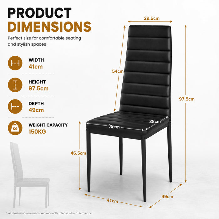 Set of 6 Dining Chairs Steel Frame PVC Leather Kitchen Furniture Seat