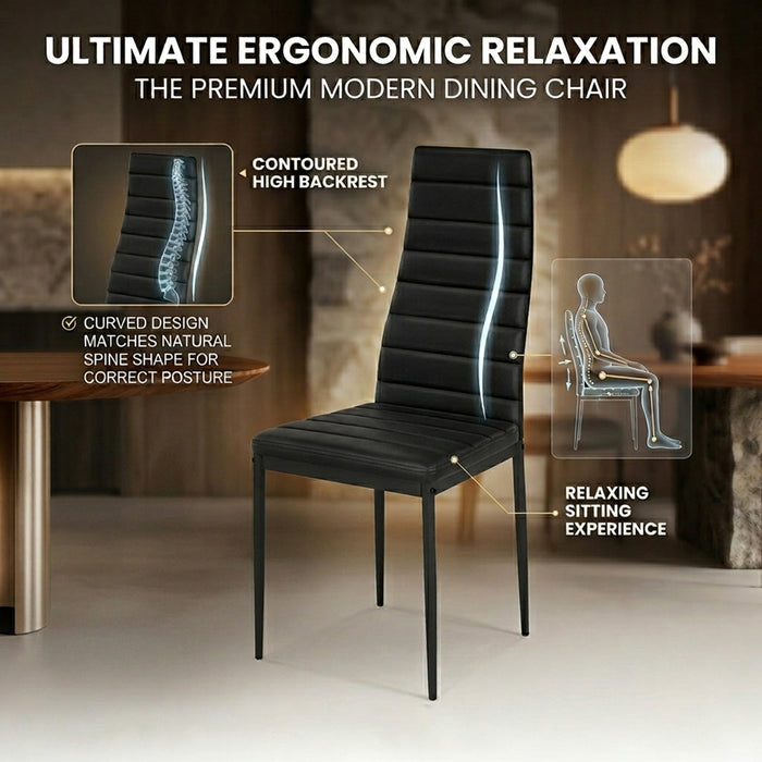 Set of 6 Dining Chairs Steel Frame PVC Leather Kitchen Furniture Seat