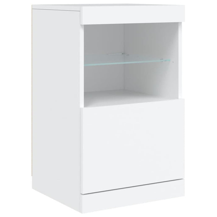 Sideboard with RGB LED Lights Storage Cabinet Buffet Compact Engineered White