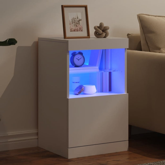 Sideboard with RGB LED Lights Storage Cabinet Buffet Compact Engineered White