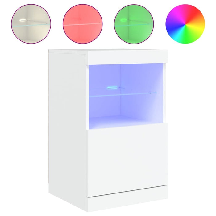 Sideboard with RGB LED Lights Storage Cabinet Buffet Compact Engineered White