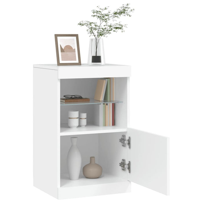 Sideboard with RGB LED Lights Storage Cabinet Buffet Compact Engineered White