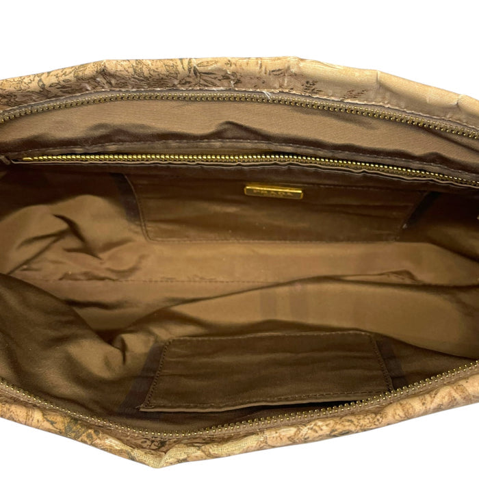 Prada Silk Faille Oversized Floral Zip Clutch Cipria