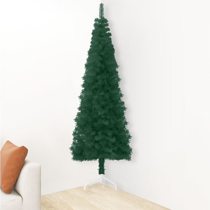Slim Artificial Half Christmas Tree with Stand Green 180 cm