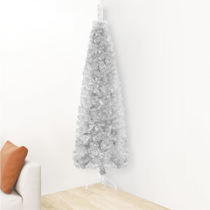 Slim Artificial Half Christmas Tree with Stand Silver 120 cm