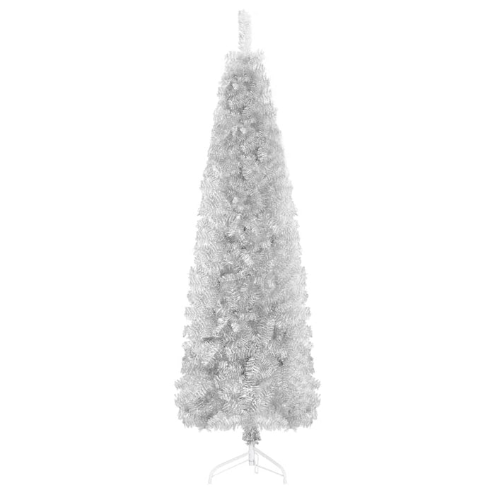 Slim Artificial Half Christmas Tree with Stand Silver 120 cm