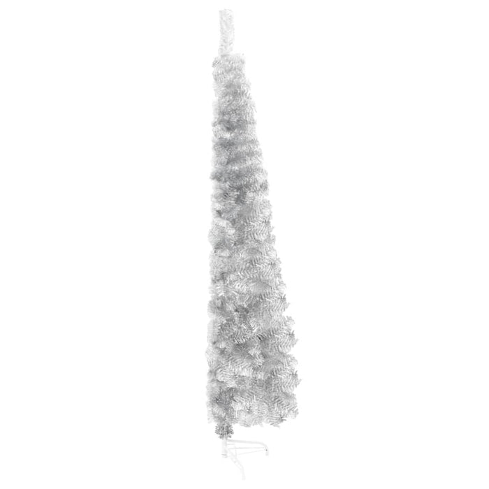 Slim Artificial Half Christmas Tree with Stand Silver 120 cm