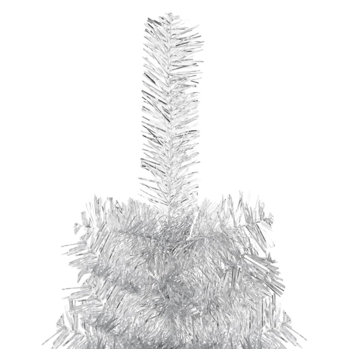 Slim Artificial Half Christmas Tree with Stand Silver 120 cm