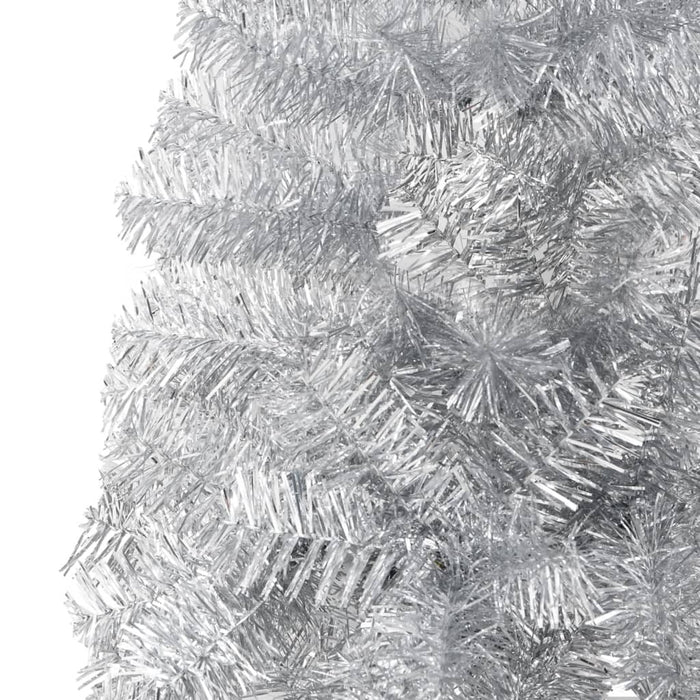 Slim Artificial Half Christmas Tree with Stand Silver 120 cm