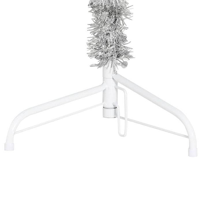 Slim Artificial Half Christmas Tree with Stand Silver 120 cm