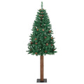 Slim Christmas Tree Green 210 cm PVC and Solid Pine wood