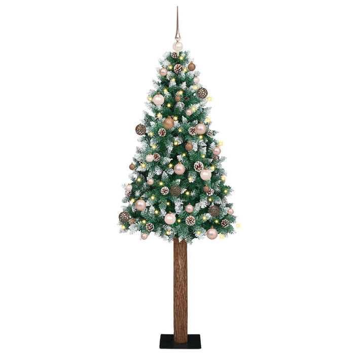 Slim Christmas Tree Green 210 cm PVC and Solid Pine wood
