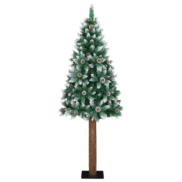 Slim Christmas Tree Green 210 cm PVC and Solid Pine wood
