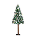 Slim Christmas Tree Green 210 cm PVC and Solid Pine wood