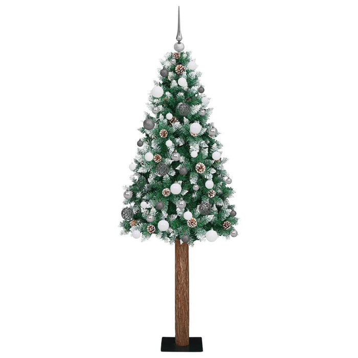 Slim Christmas Tree Green 210 cm PVC and Solid Pine wood