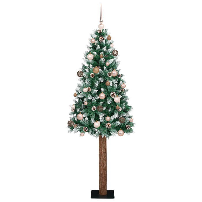 Slim Christmas Tree Green 210 cm PVC and Solid Pine wood