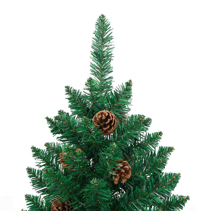 Slim Christmas Tree Green 210 cm PVC and Solid Pine wood