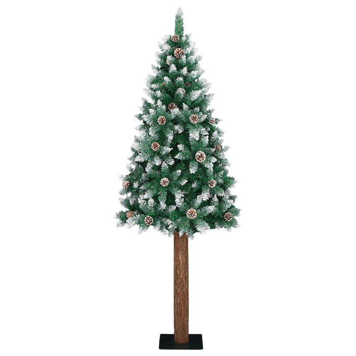 Slim Christmas Tree Green 210 cm PVC and Solid Pine wood