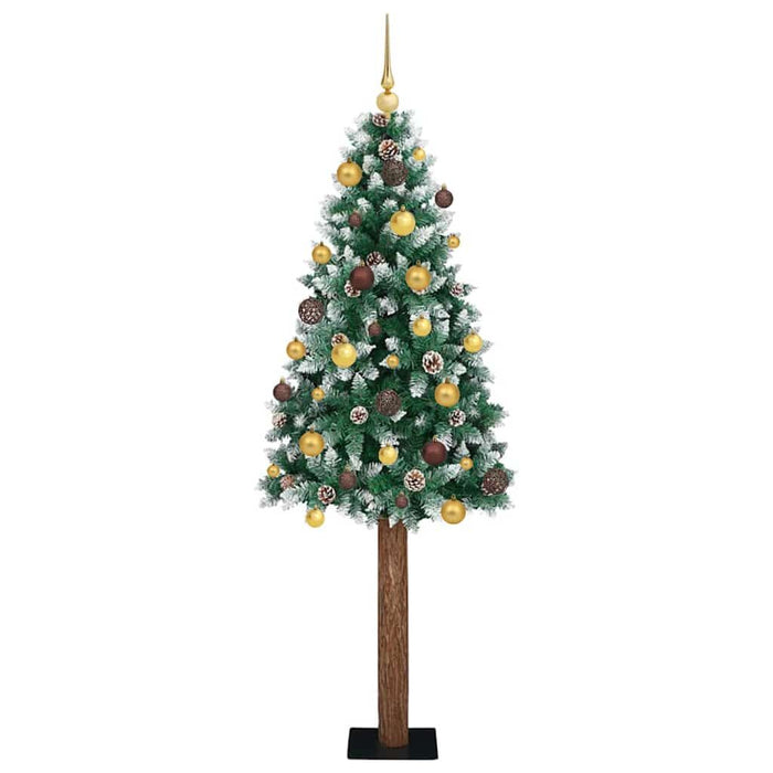 Slim Christmas Tree with 300 LEDs Green and White 210 cm