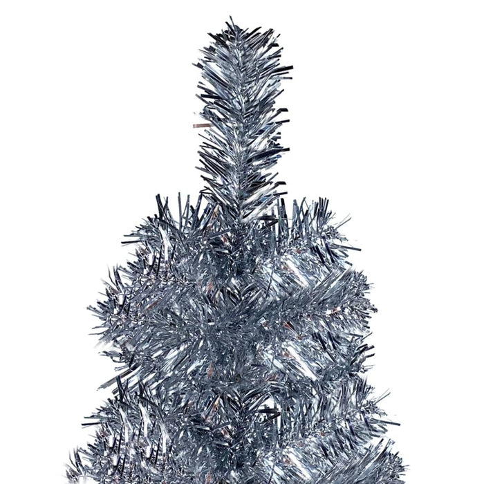 Slim Christmas Tree with LEDs Silver 180 cm