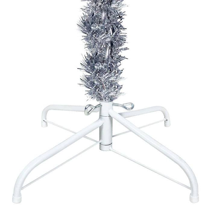 Slim Christmas Tree with LEDs Silver 180 cm