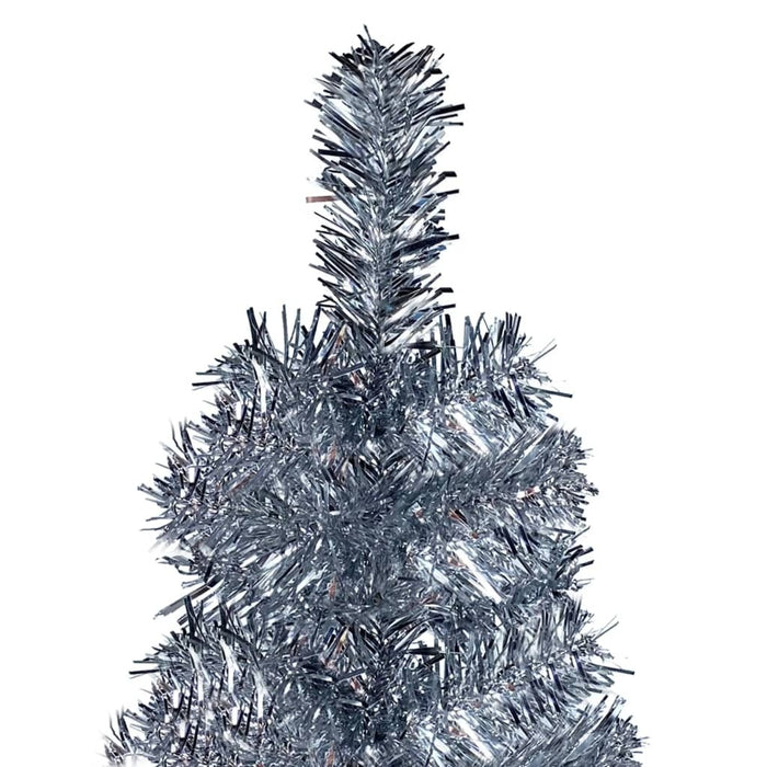 Slim Christmas Tree with LEDs Silver 240 cm