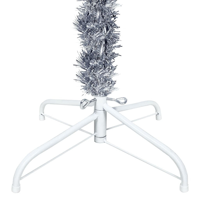 Slim Christmas Tree with LEDs&Ball Set 210 cm Silver