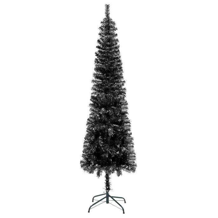 Slim Christmas Tree with LEDs&Ball Set Black 210 cm